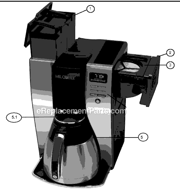 Page A Diagram and Parts List for BVMC-PSTX95GTF  Mr Coffee Coffee Maker